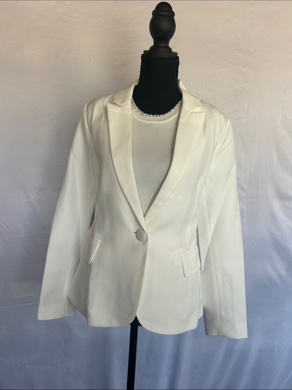 White Women's Single-Button Blazer - Brand Not Visible